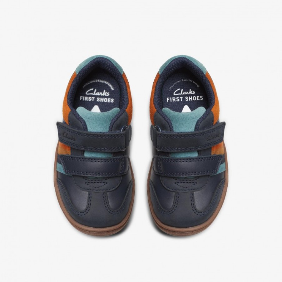 Children'S Clarks Boys Shoes | Flash Den Toddler Shoes - Navy Combi