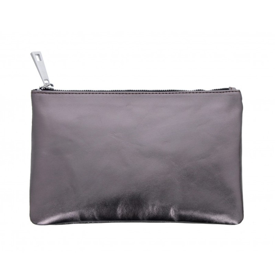 Women'S The Golden Boot | Golden Boot Leather Clutch - Silver