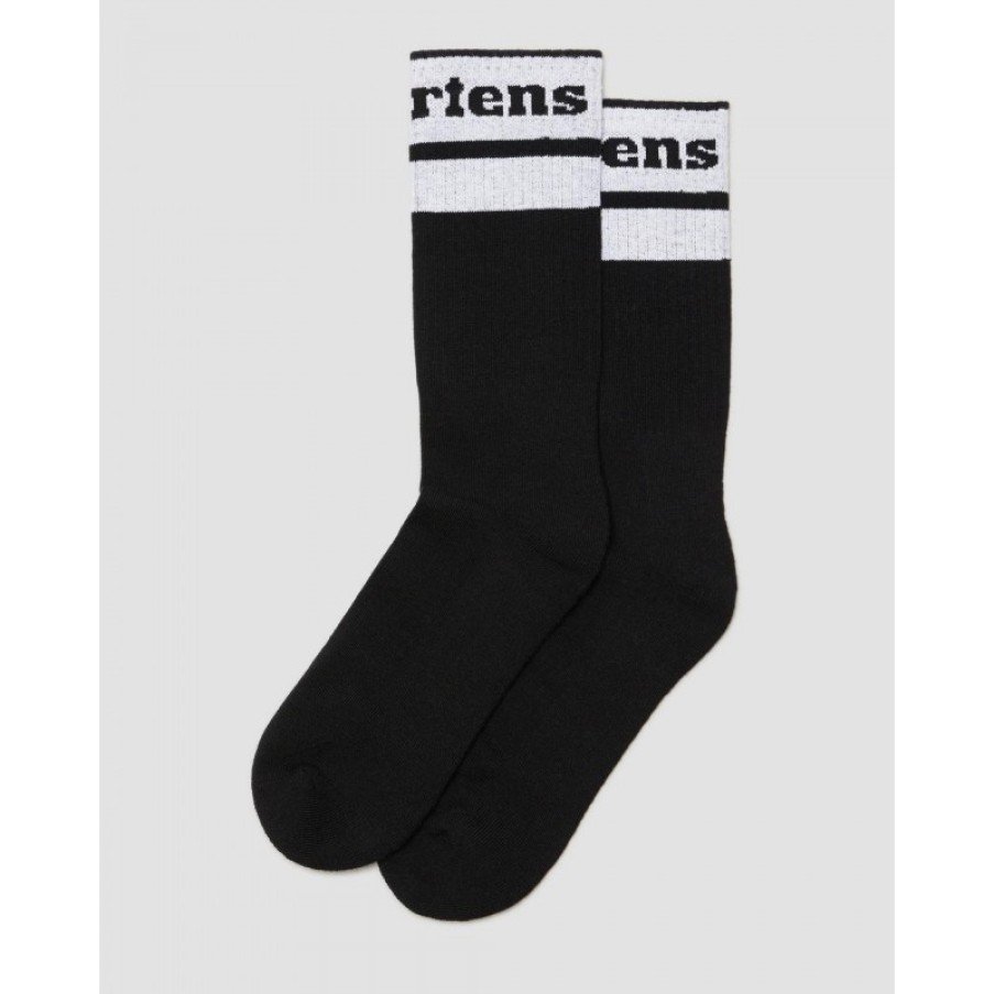 Men'S Dr. Martens | Athletic Logo Socks - Black/White Textile