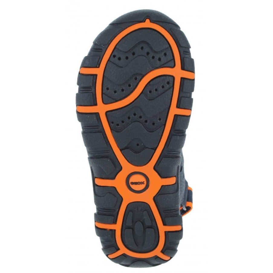 Children'S Geox Boys Sandals | J1524A J S.Strada A Sandals - Navy/Fluorescent Orange