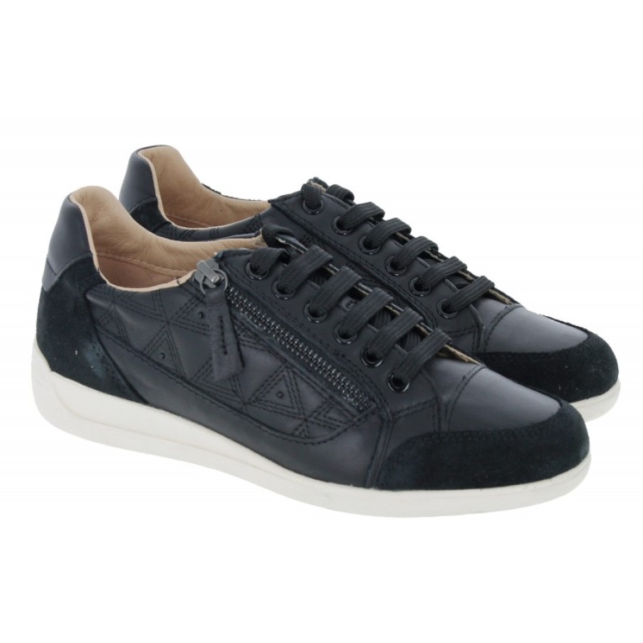 Women'S Geox | Myria D0268C Trainers - Black Leather