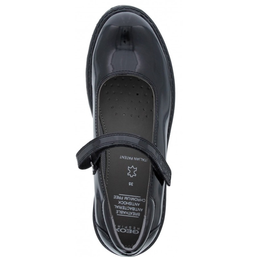 Children'S Geox Girls School Shoes | Casey Gp J6420P School Shoes - Black Patent