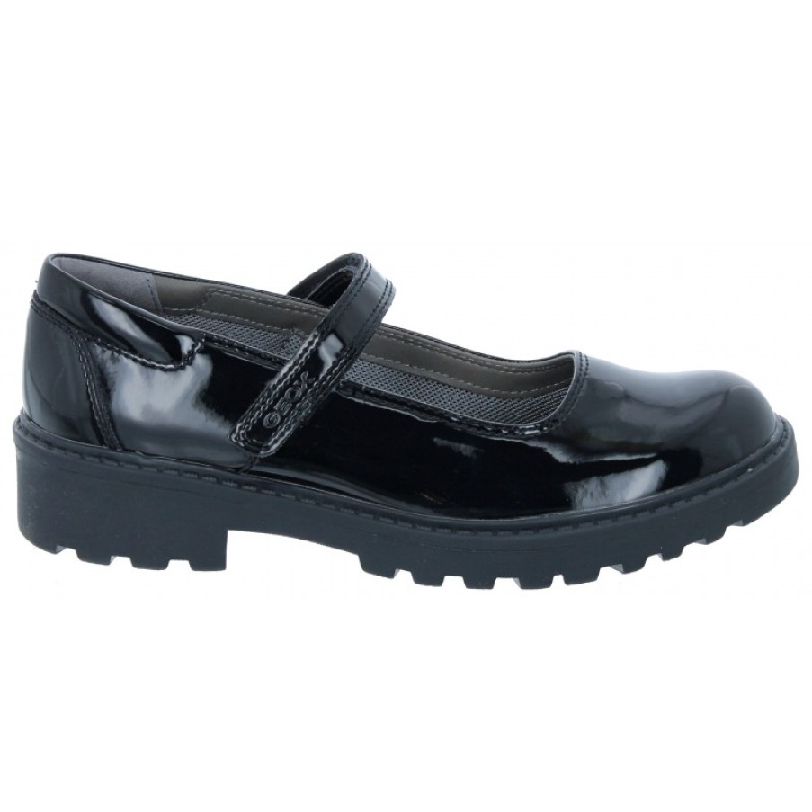 Children'S Geox Girls School Shoes | Casey Gp J6420P School Shoes - Black Patent