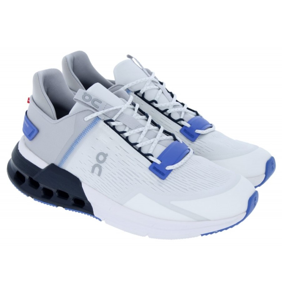 Men'S On Running | Cloudnova Flux Mens Trainers - Undyed-White / Cobalt