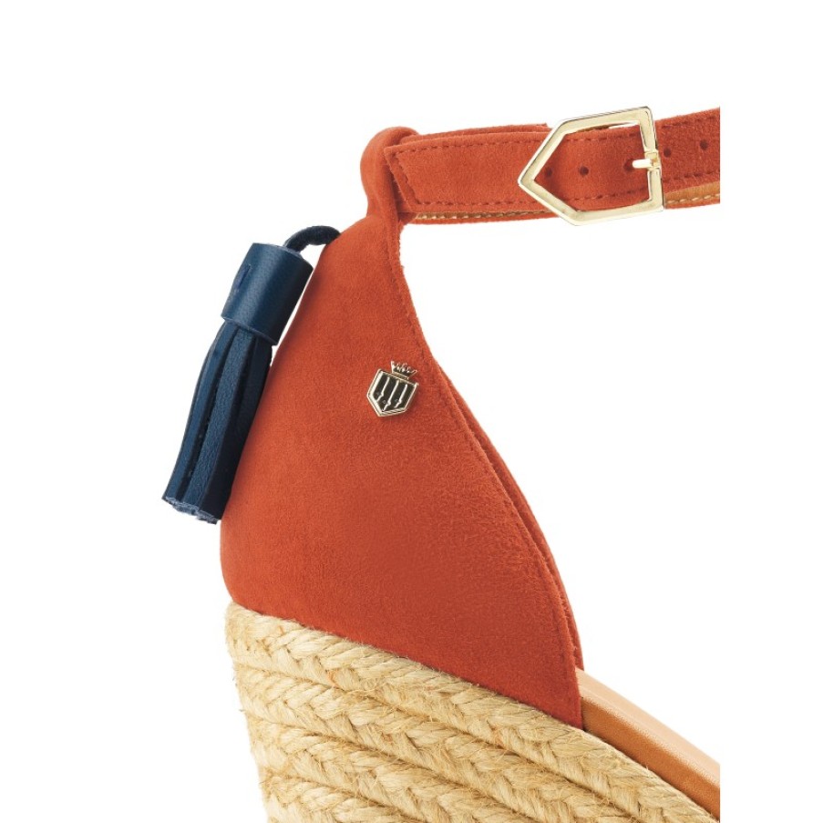 Women'S Fairfax and Favor | Fairfax & Favor Monaco Wedge - Sunset Orange Suede