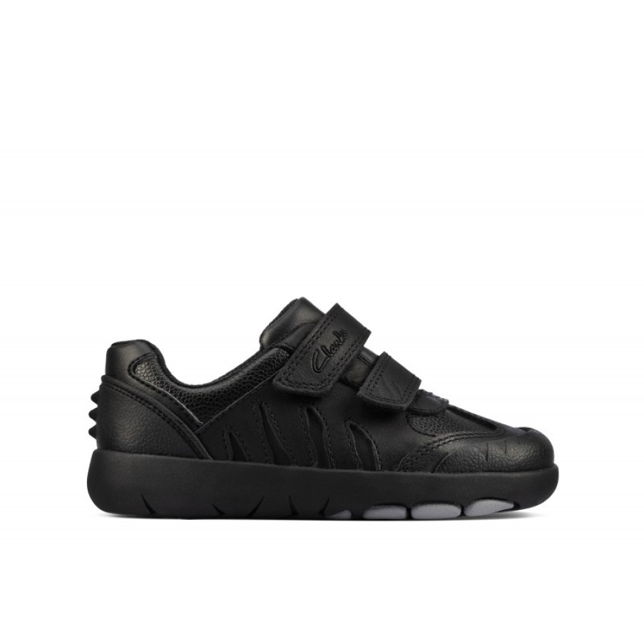 Children'S Clarks Boys School Shoes | Rex Stride Kid School Shoes - Black Leather