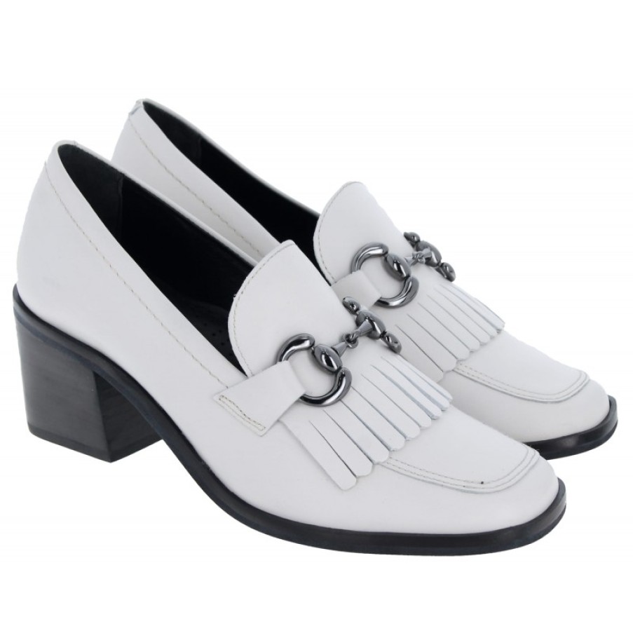 Women'S The Golden Boot | Golden Boot Forestina 78006 Heeled Loafers - Cream Birch Leather