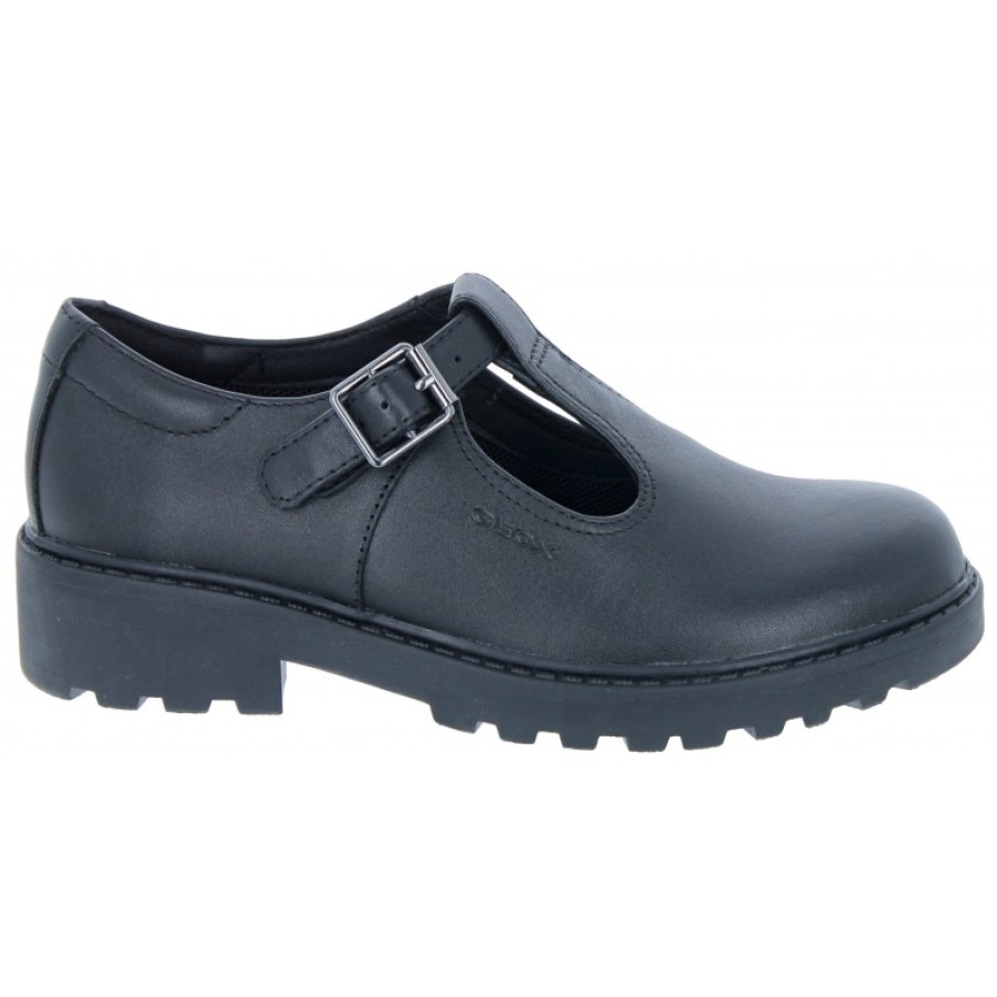 Children'S Geox Teen Girls School Shoes | Casey Ge J8420E School Shoes - Black Leather