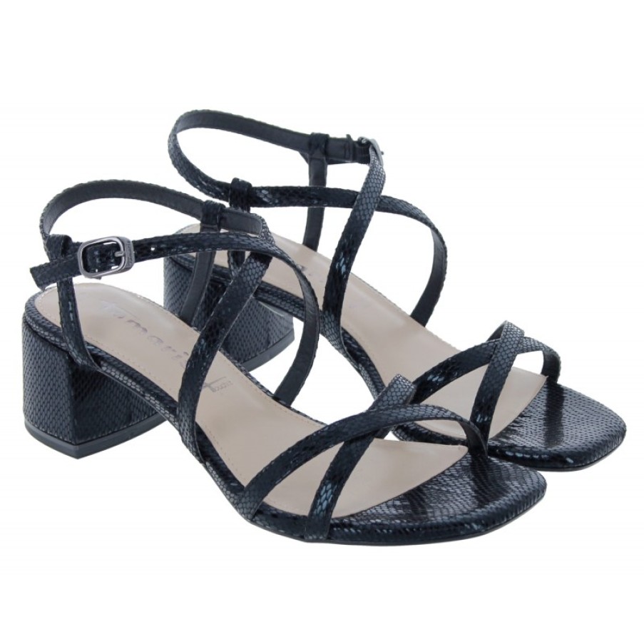 Women'S Tamaris | Paola 2 28204 Strappy Sandals - Black Metallic