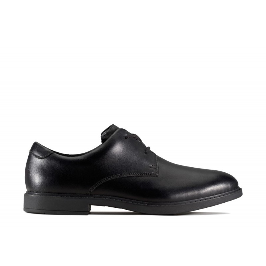 Children'S Clarks Boys School Shoes | Scala Loop Youth School Shoes - Black Leather