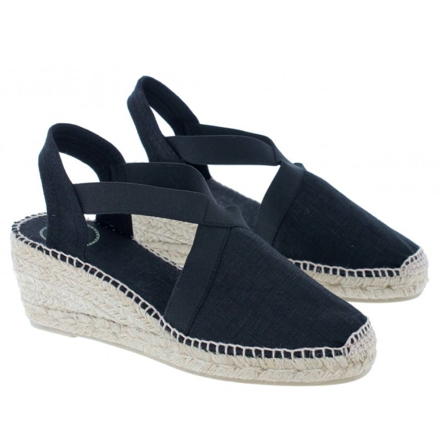 Women'S Toni Pons | Ter Wedge Espadrilles - Black Cotton