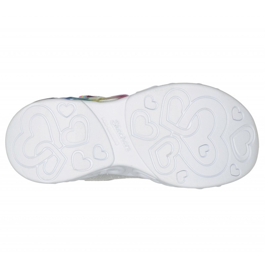 Children'S Skechers Girls Trainers | Infinite Heart Lights 303751L Trainers - Silver Multi