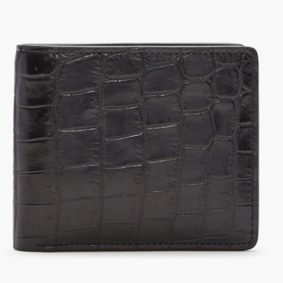 Men'S R. M. Williams | City Slim Bi-Fold Wallet - Black Crocodile