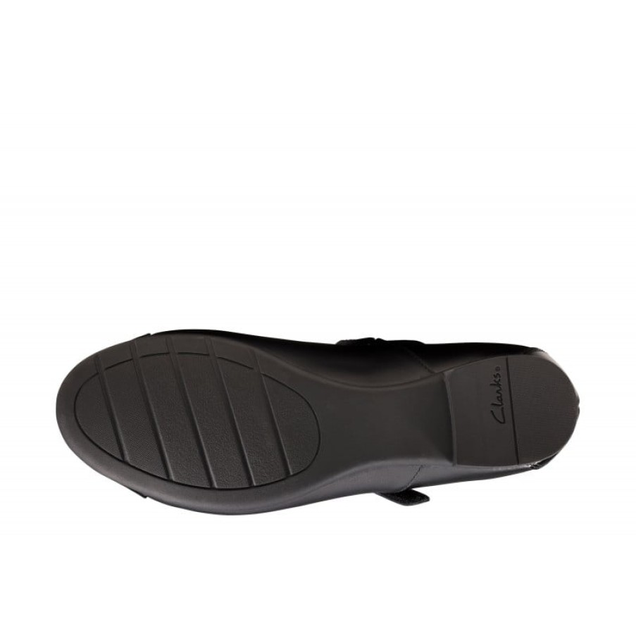 Children'S Clarks Teen Girls School Shoes | Scala Gem Youth School Shoes - Black Leather