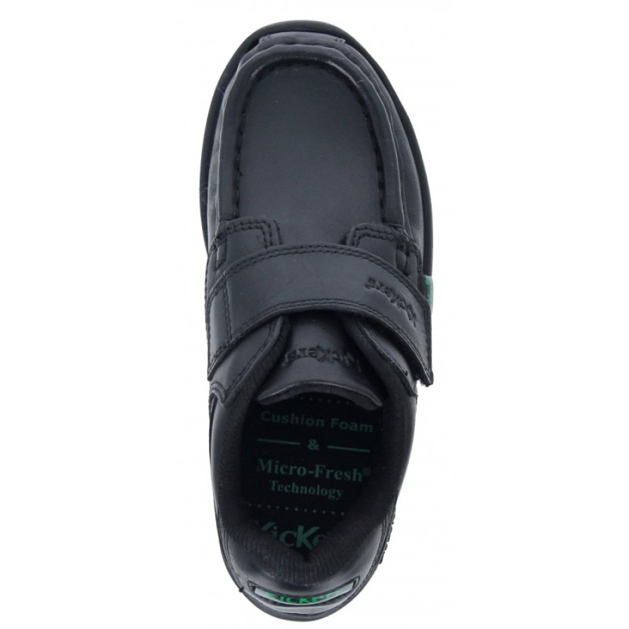 Children'S Kickers Boys School Shoes | Reasan Strap Infant School Shoes - Black Leather