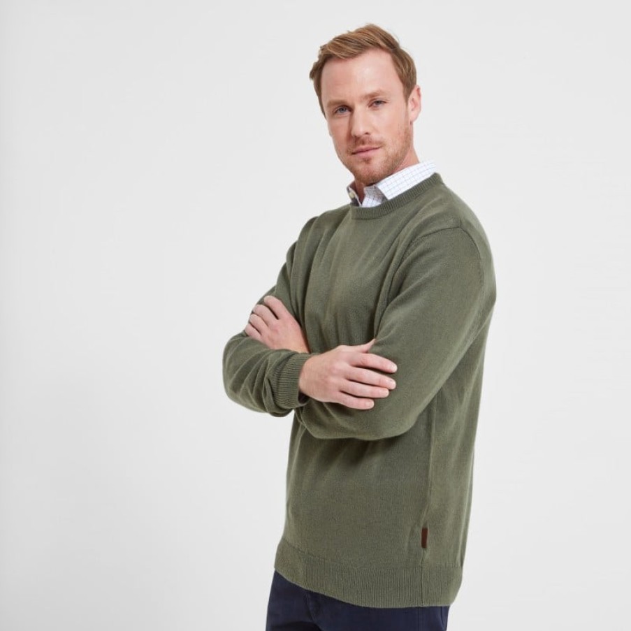 Men'S Schoffel | Lambswool Crew Neck Jumper 4137- Moss