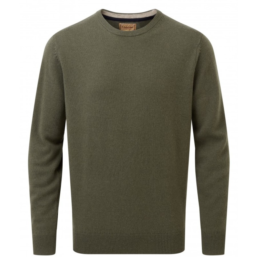 Men'S Schoffel | Lambswool Crew Neck Jumper 4137- Moss