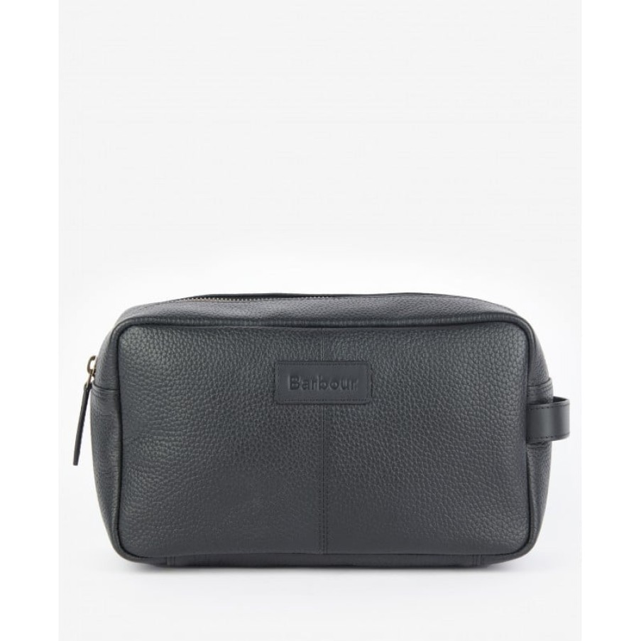 Men'S Barbour | Highgate Leather Washbag Mac0422 - Black