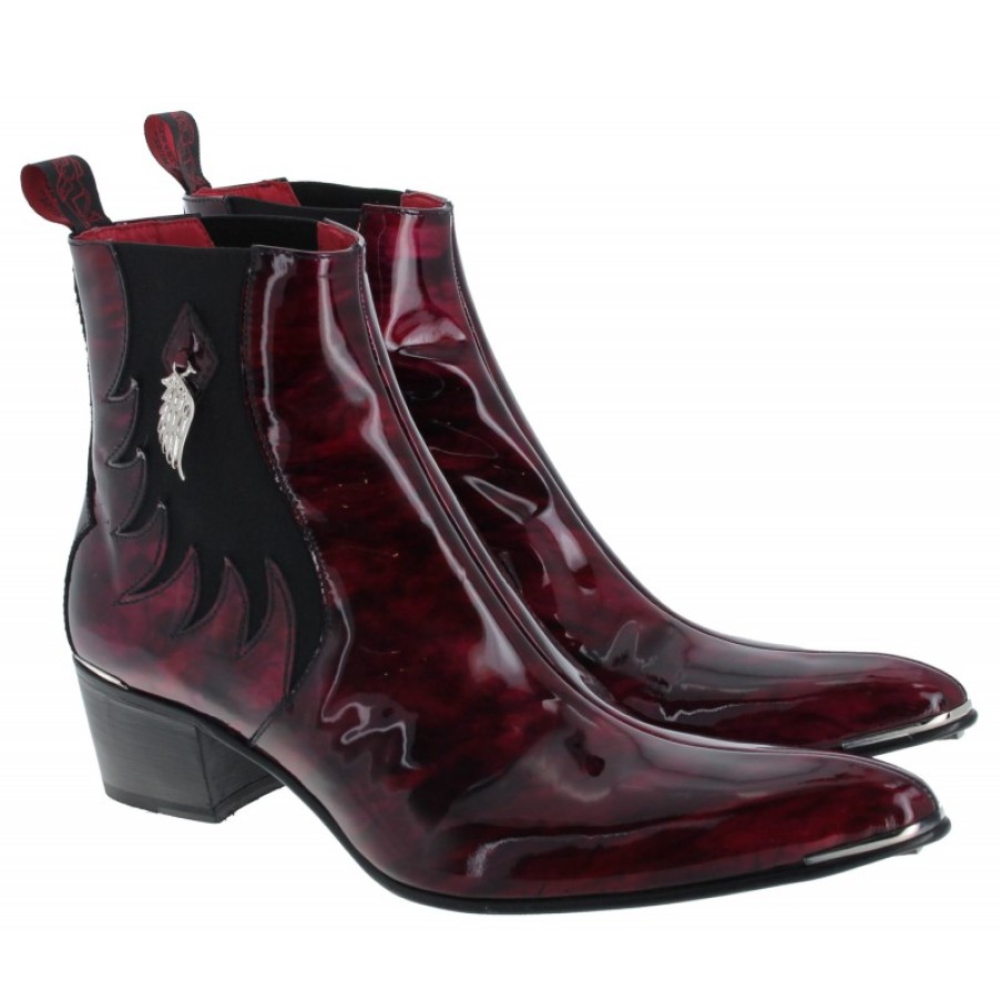 Men'S Jeffery West | K838 Sylvian Chelsea Boots - Bordo Sunset Patent