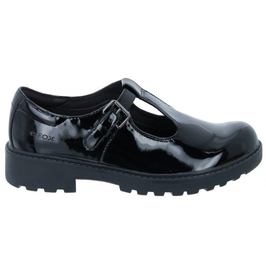 Children'S Geox Teen Girls School Shoes | Casey Ge J8420E School Shoes - Black Patent