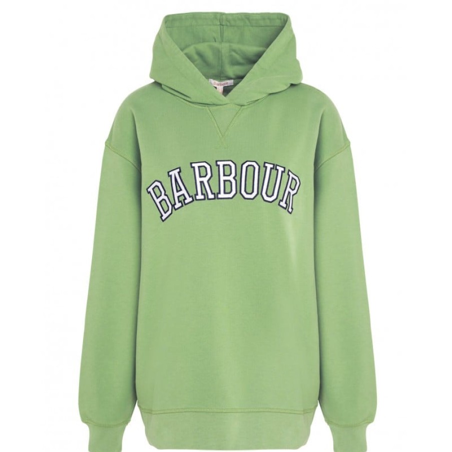 Women'S Barbour | Northumberland Hoodie Lol0592 - Green Cotton