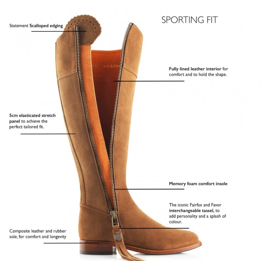 Women'S Fairfax and Favor | Fairfax & Favor Sporting Fit Flat Regina Boots - Tan Suede