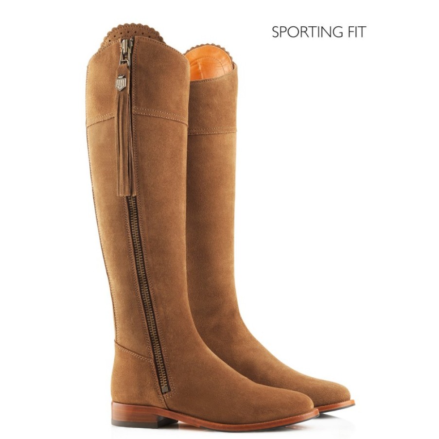 Women'S Fairfax and Favor | Fairfax & Favor Sporting Fit Flat Regina Boots - Tan Suede