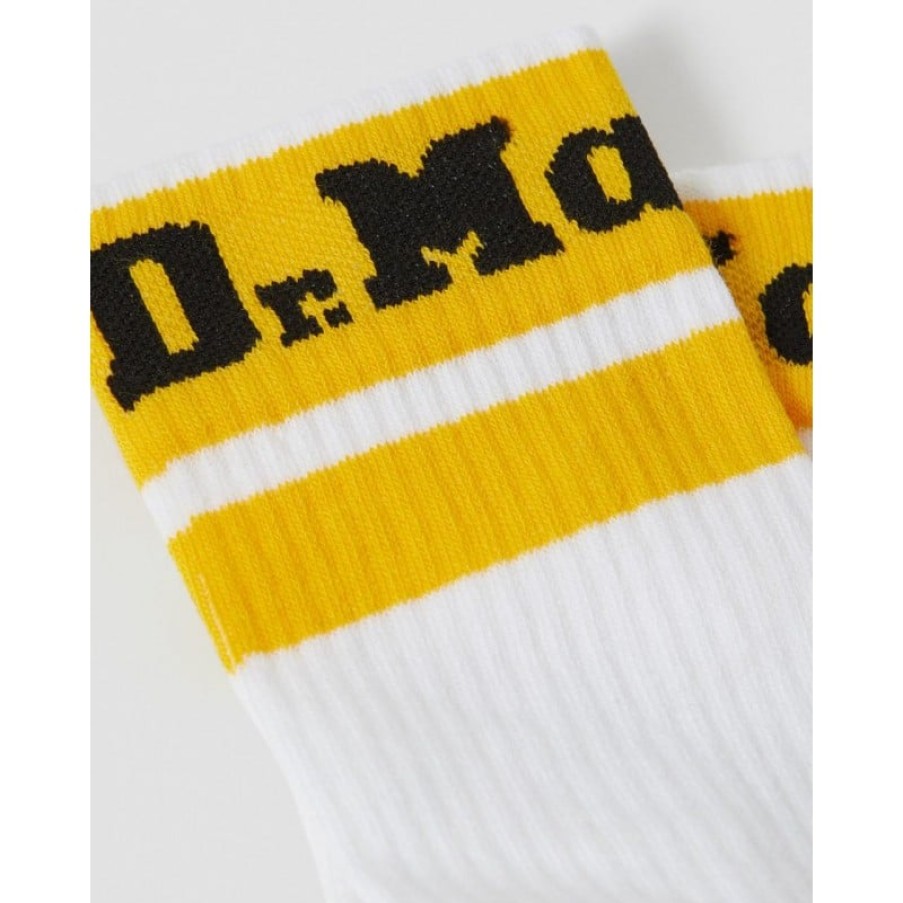 Men'S Dr. Martens | Athletic Logo Socks - White/Yellow Textile