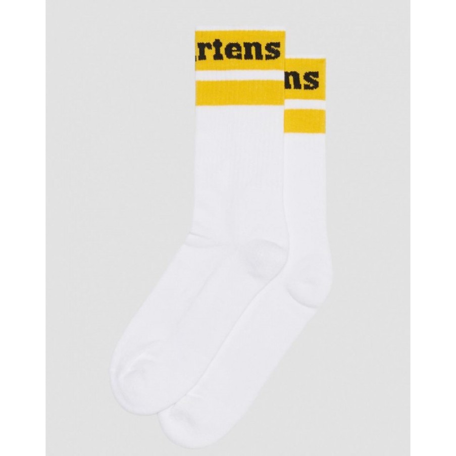 Men'S Dr. Martens | Athletic Logo Socks - White/Yellow Textile