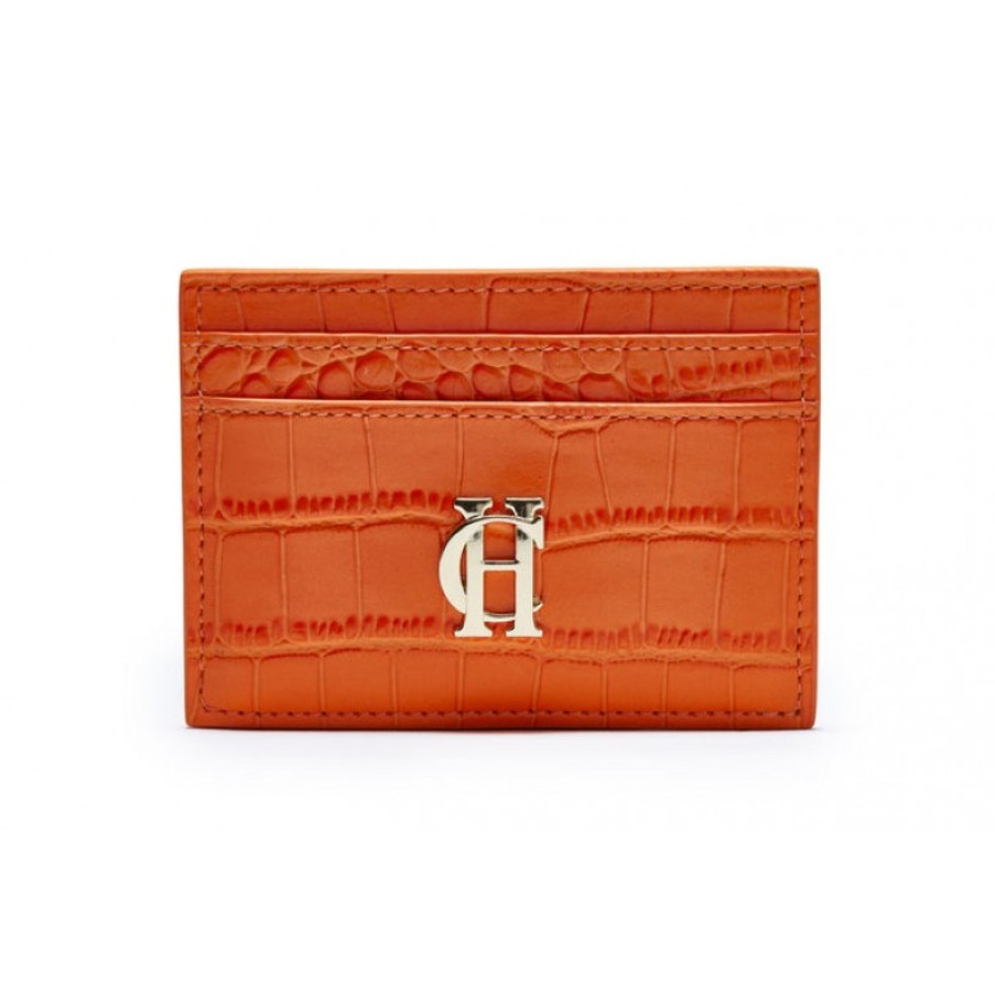 Women'S Holland Cooper | Chelsea Card Holder - Orange Croc