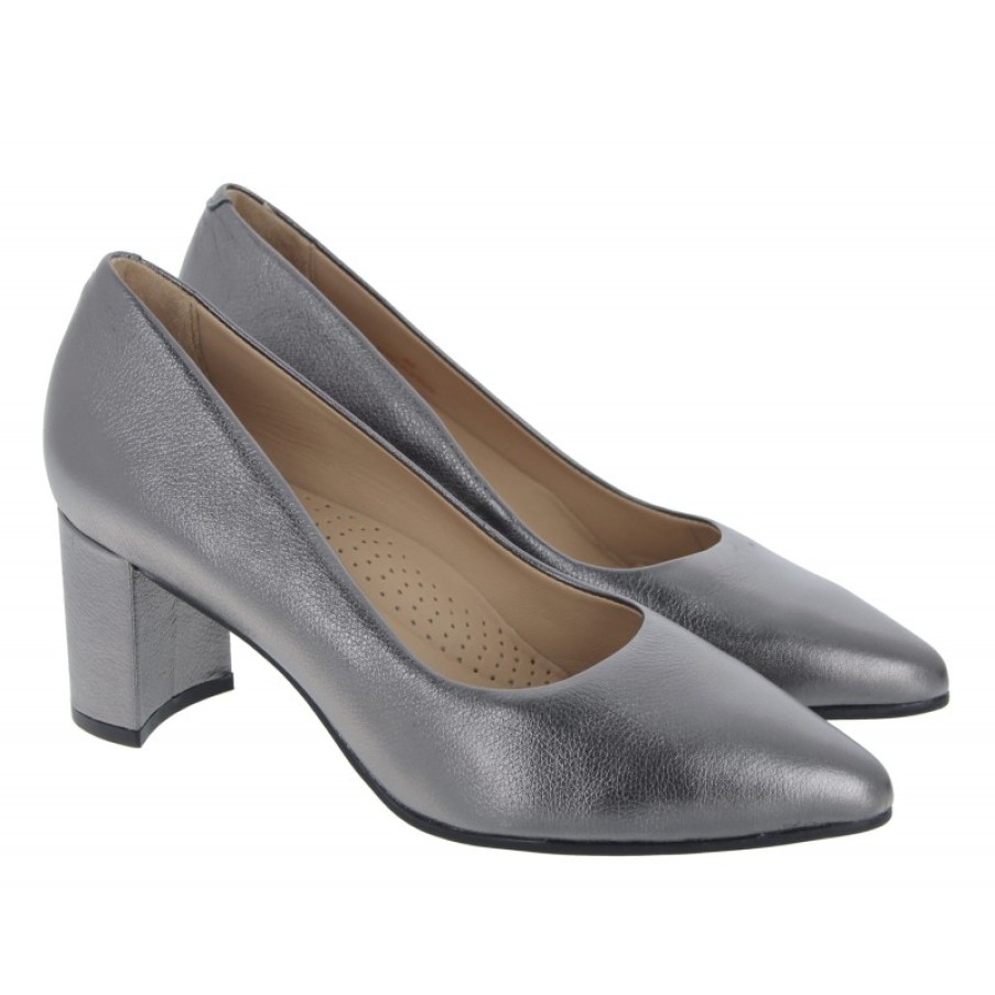 Women'S The Golden Boot | Golden Boot Julianna 2 75000 Court Shoes - Pewter Leather