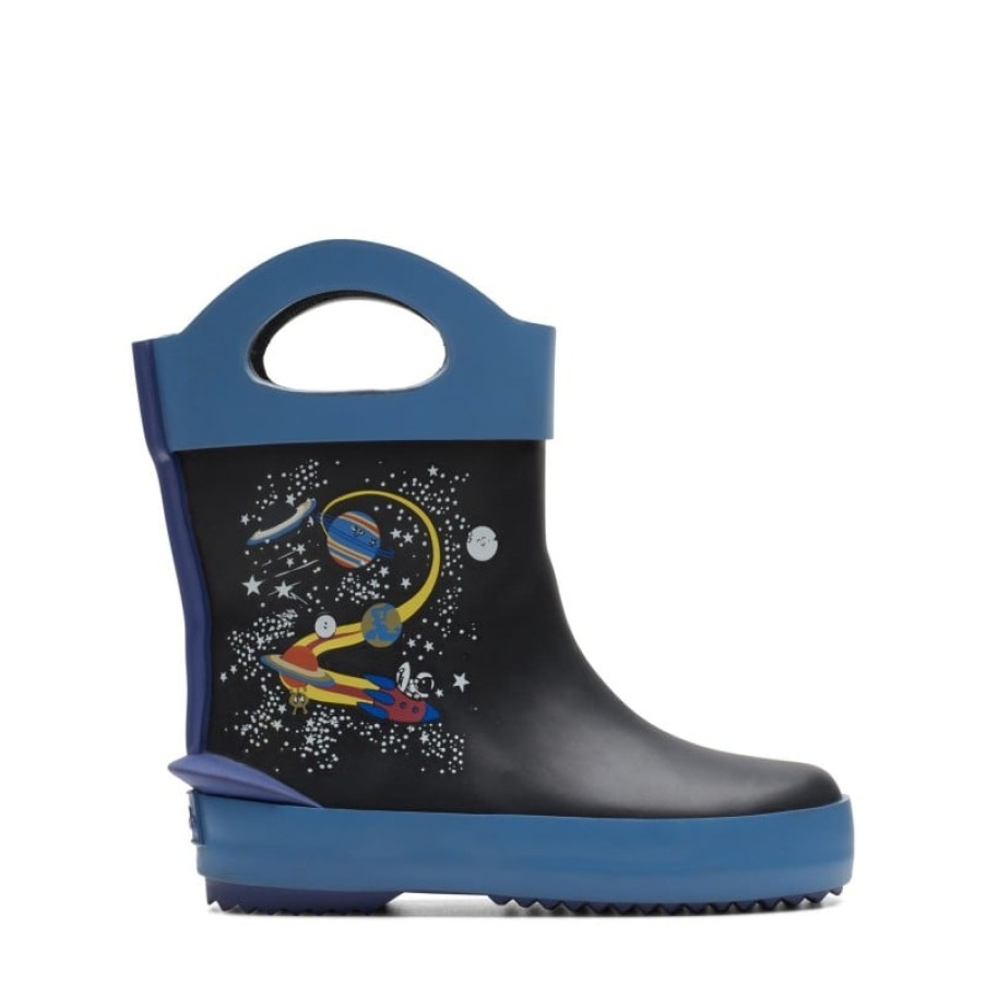 Children'S Clarks Boys Wellington Boots | Tarri Dash Toddler Wellies - Navy Combi Rubber