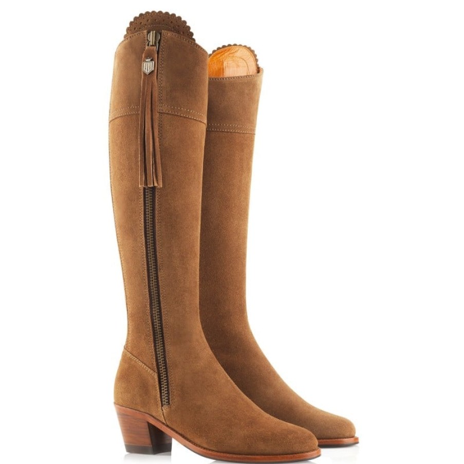 Women'S Fairfax and Favor | Fairfax & Favor Standard Fit Heeled Regina Boots - Tan Suede