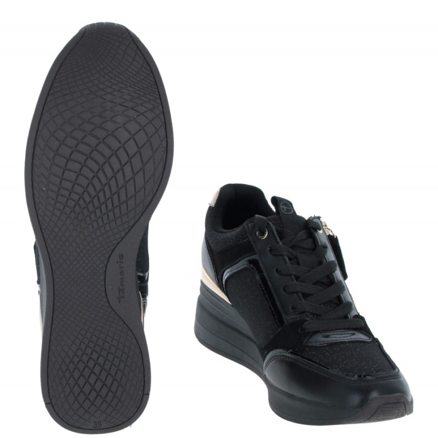 Women'S Tamaris | Zoe 23703 Trainers - Black Leather