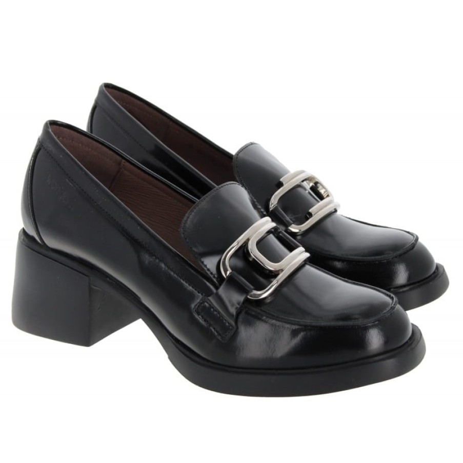 Women'S Wonders | G-6140 Low Heel Loafers - Black Leather