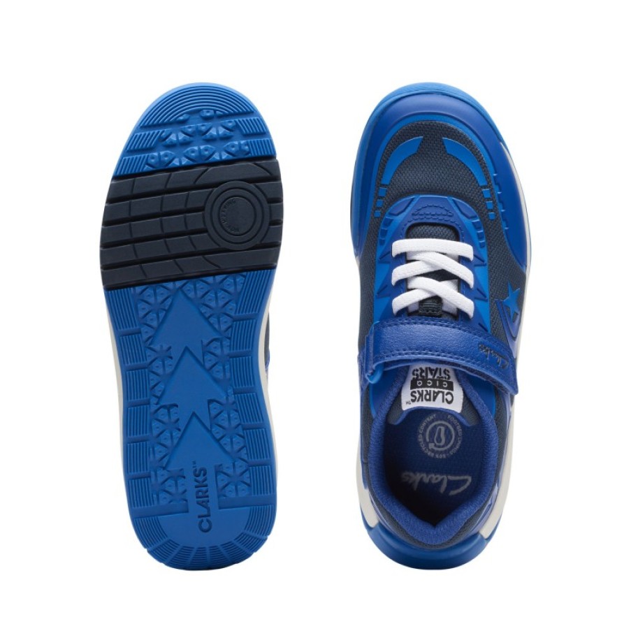 Children'S Clarks Boys Trainers | Cica Star Flex Kids Trainer - Blue Combi Synthetic