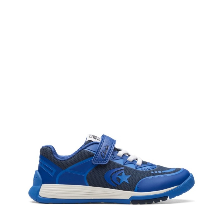 Children'S Clarks Boys Trainers | Cica Star Flex Kids Trainer - Blue Combi Synthetic