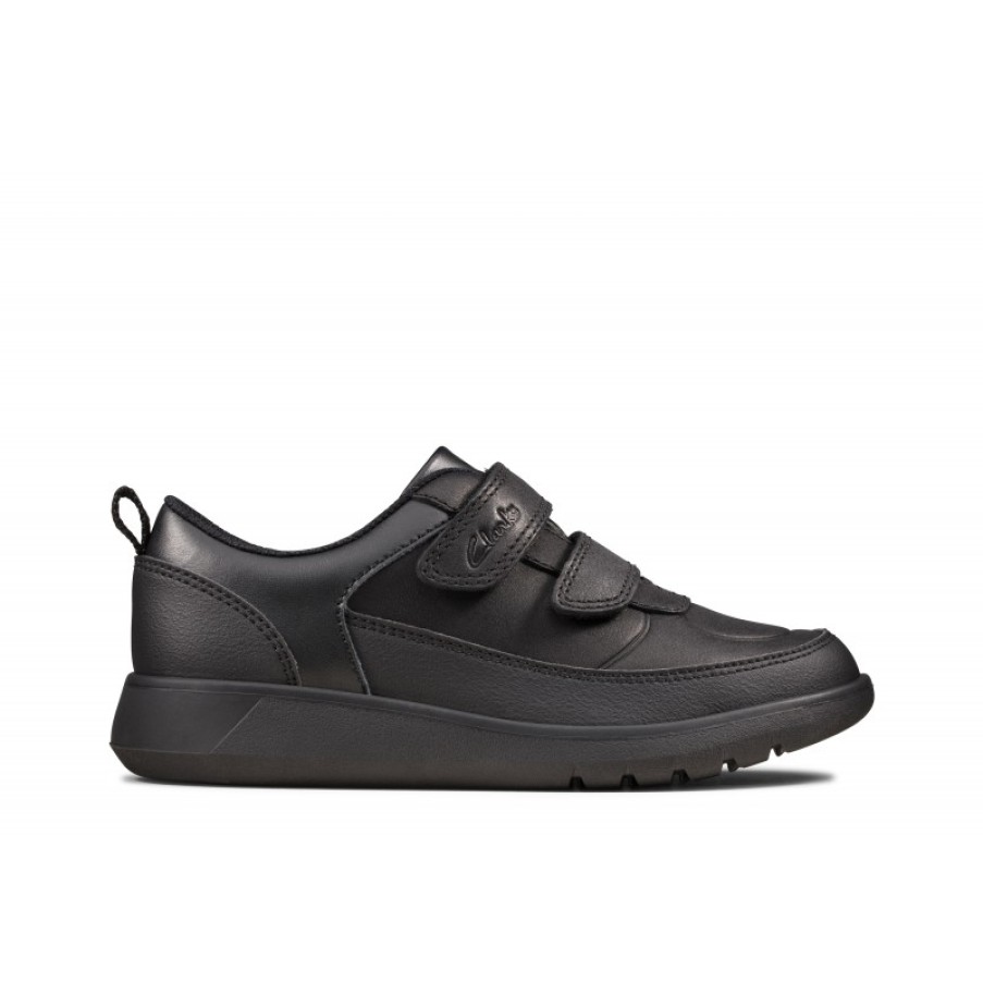 Children'S Clarks Boys School Shoes | Scape Flare Kid School Shoes - Black Leather