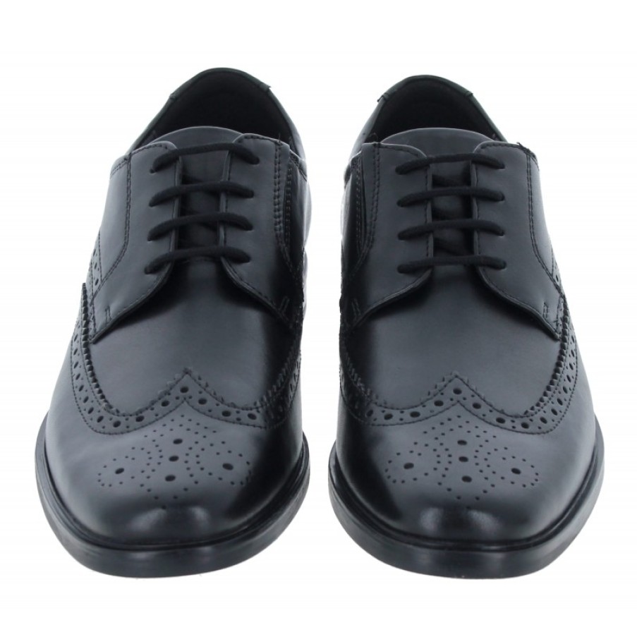 Children'S Clarks Teen Boys School Shoes | Howard Wing Shoes - Black Leather