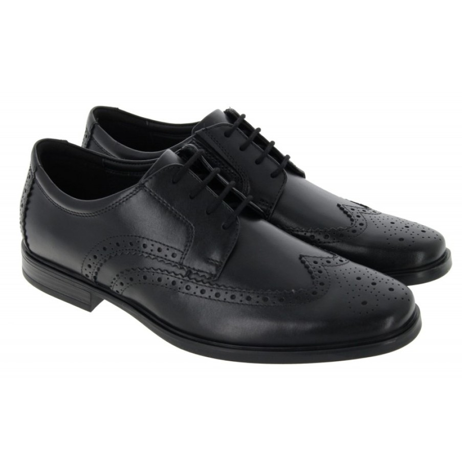 Children'S Clarks Teen Boys School Shoes | Howard Wing Shoes - Black Leather