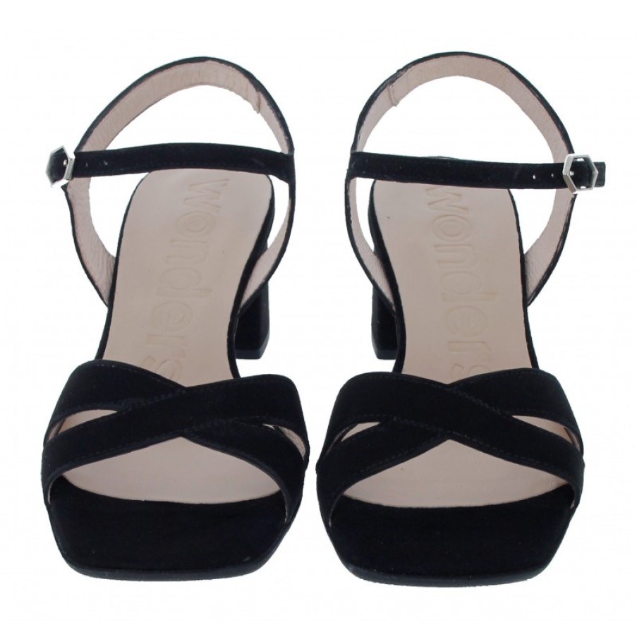 Women'S Wonders | H-5605-F Sandals - Black Suede