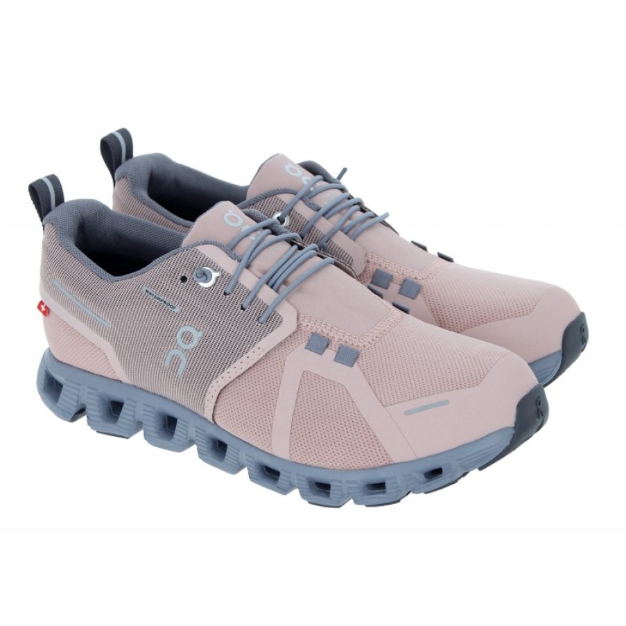 Women'S On Running | Cloud 5 Waterproof 59.98527 Ladies Trainers - Rose/Fossil