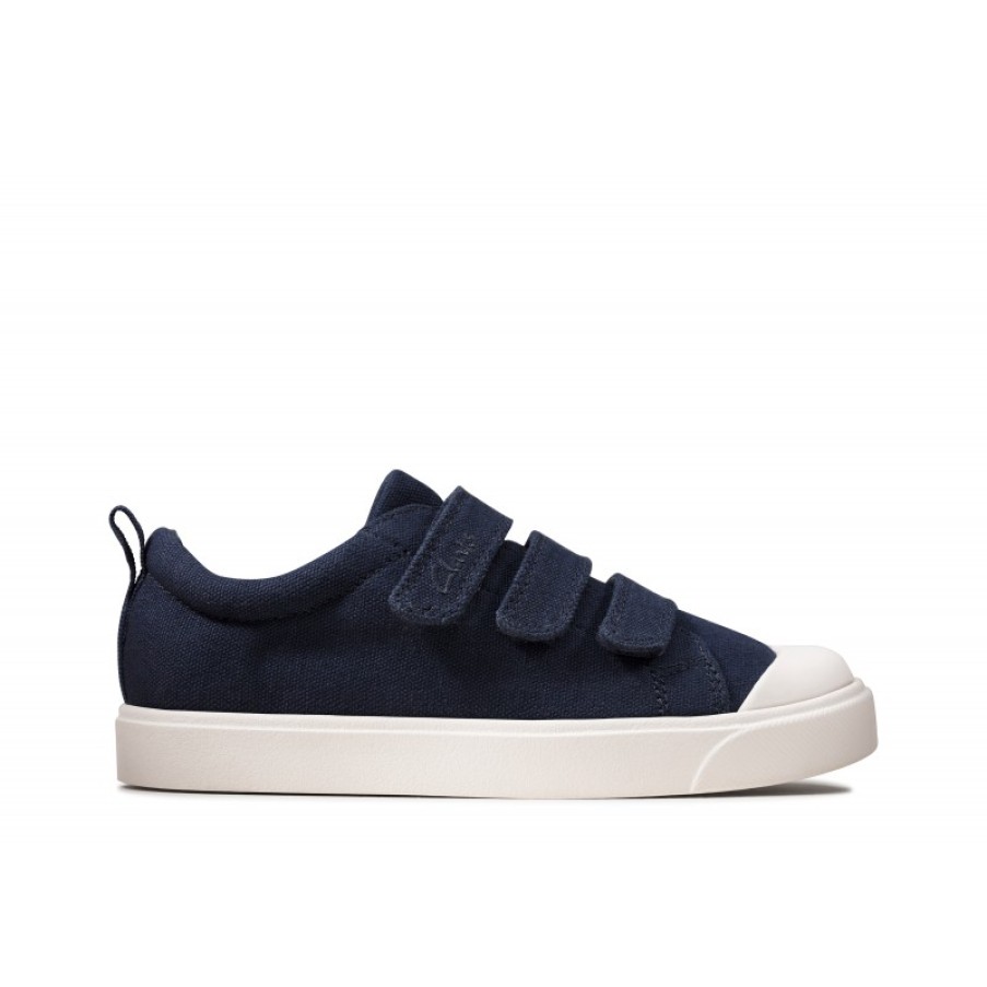 Children'S Clarks Boys Canvas Shoes | City Vibe Kid Canvas Shoes - Navy