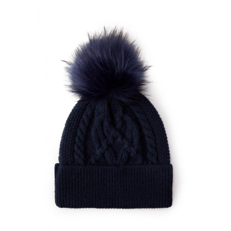 Women'S Holland Cooper | Cortina Bobble Hat - Ink Navy