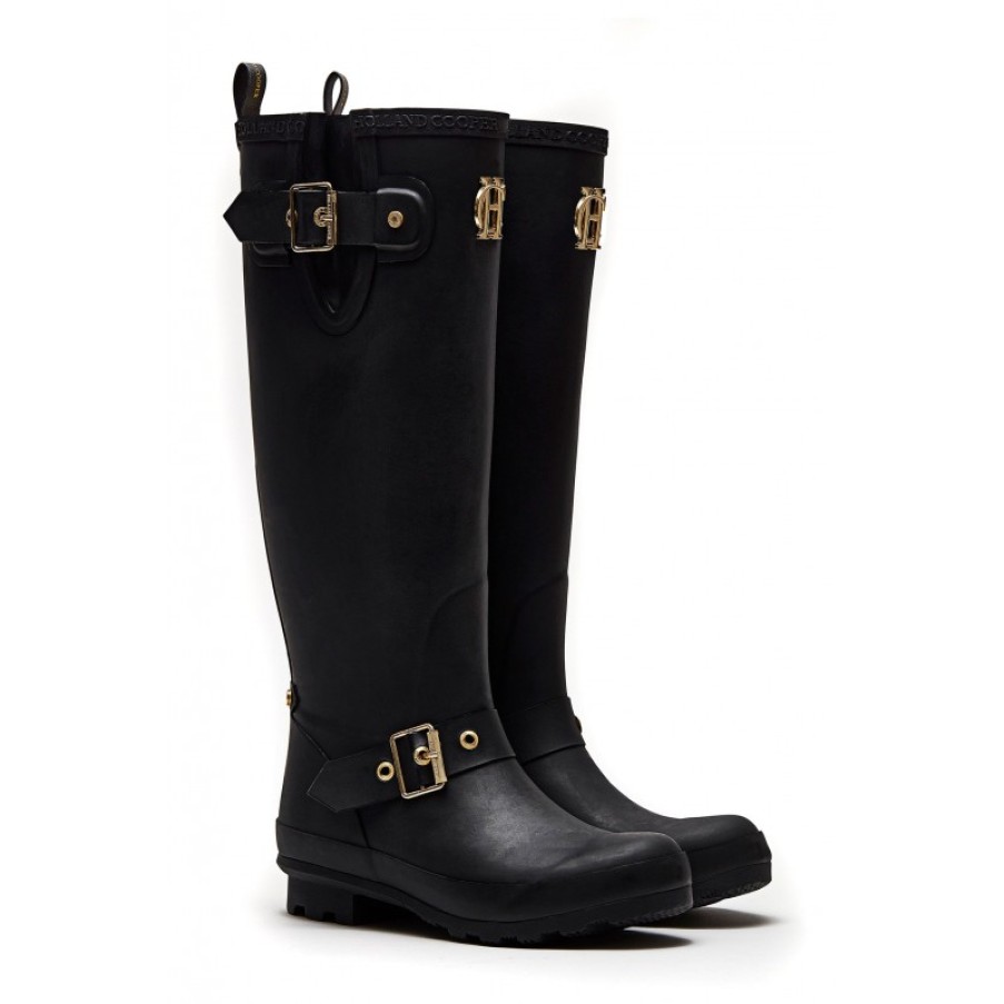 Women'S Holland Cooper | Sherpa Lined Regency Wellingtons - Matte Black