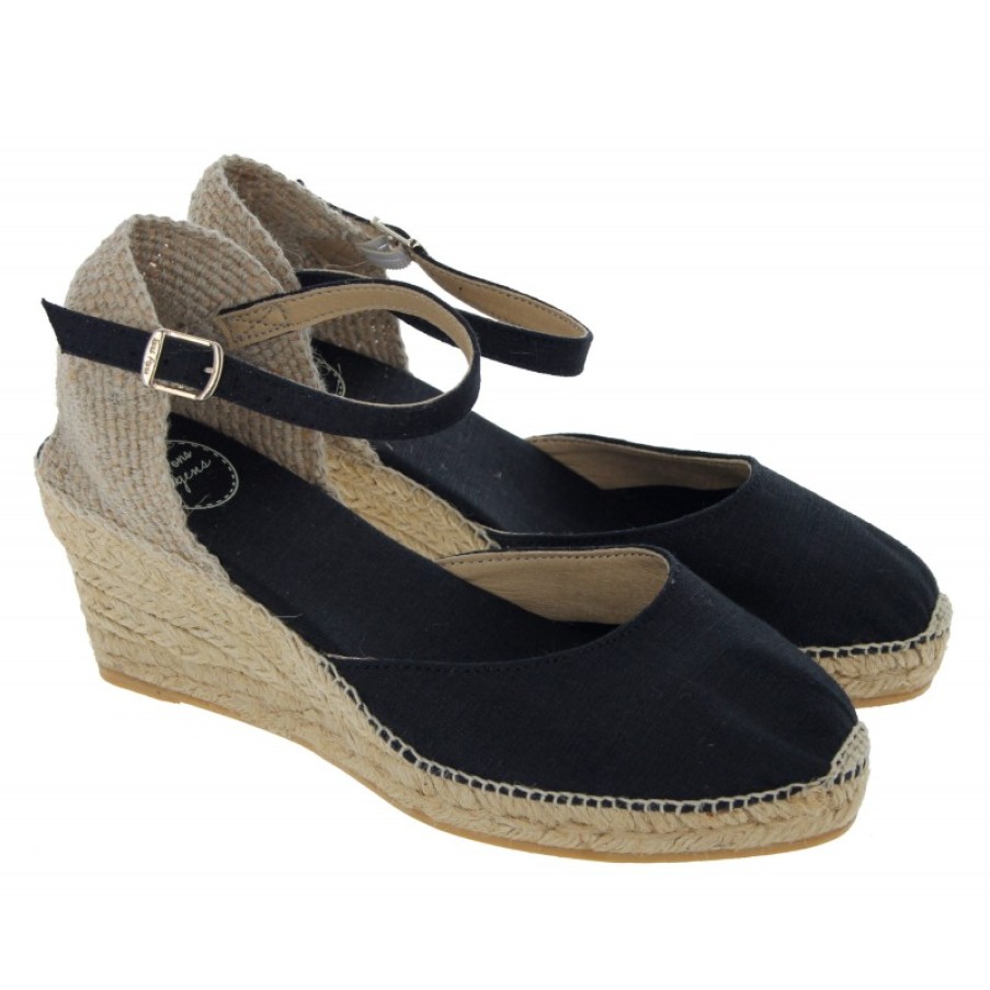 Women'S Toni Pons | Caldes Wedge Espadrilles - Black Linen