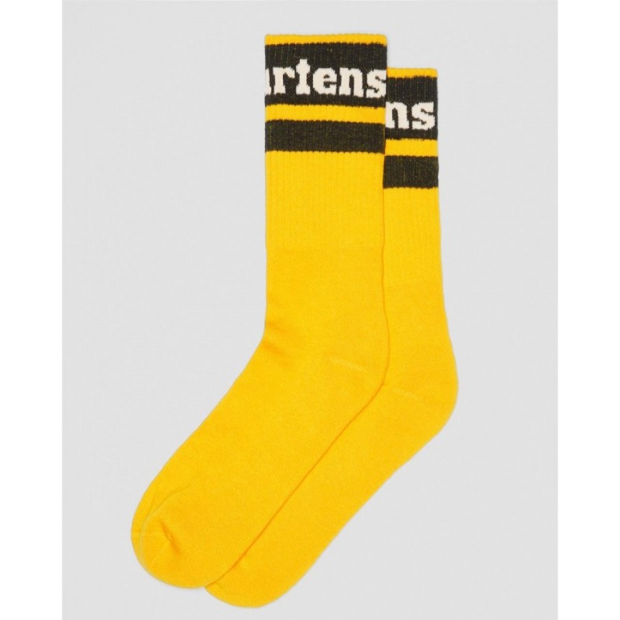 Men'S Dr. Martens | Athletic Logo Socks - Yellow Textile