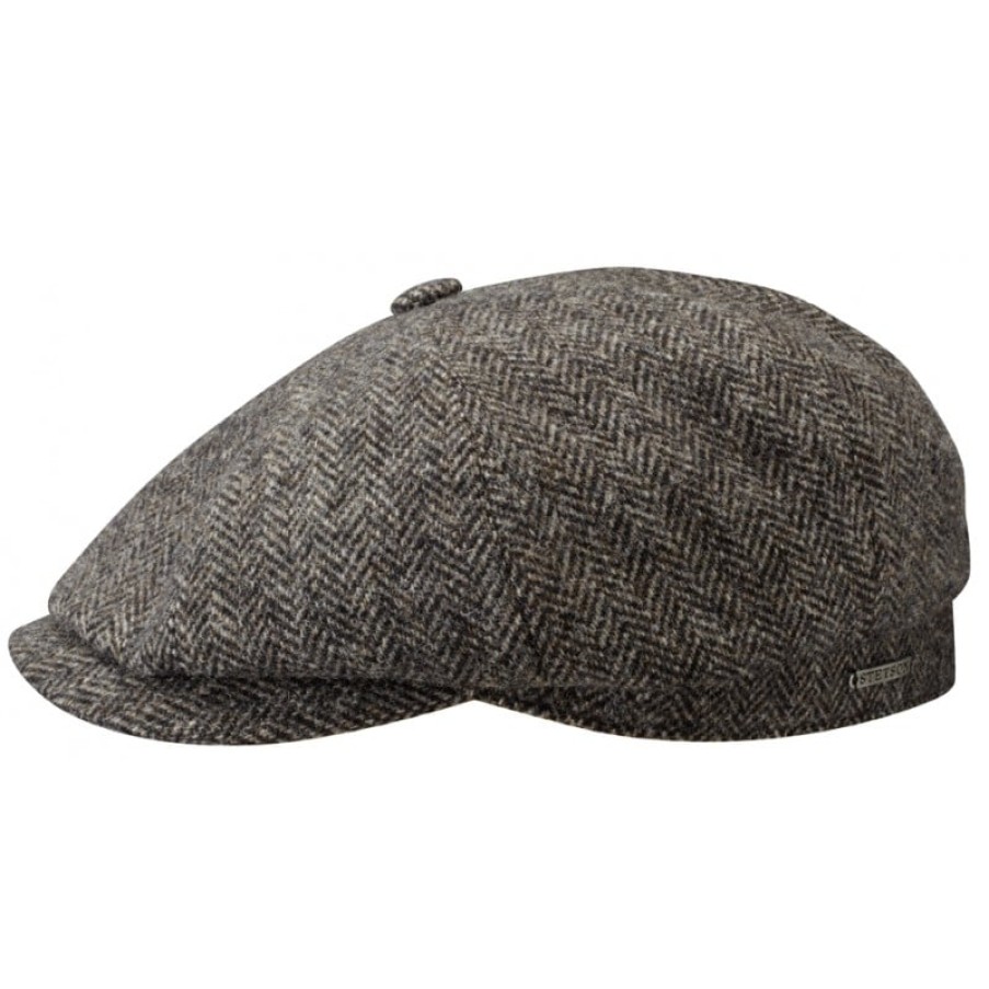 Men'S Stetson | Hatteras Wool Herringbone 6840514 Cap - Black