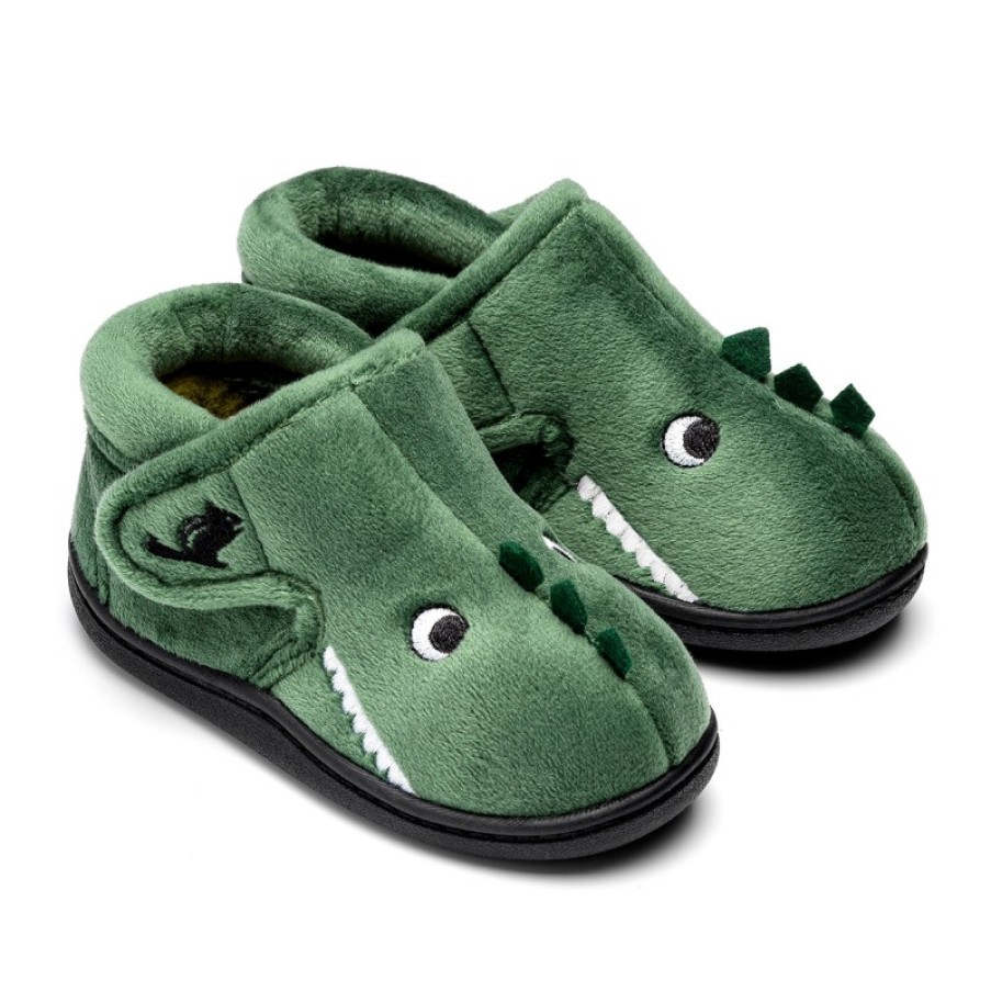 Children'S Chipmunks Boys Slippers | Danny Memory Foam Slippers - Green