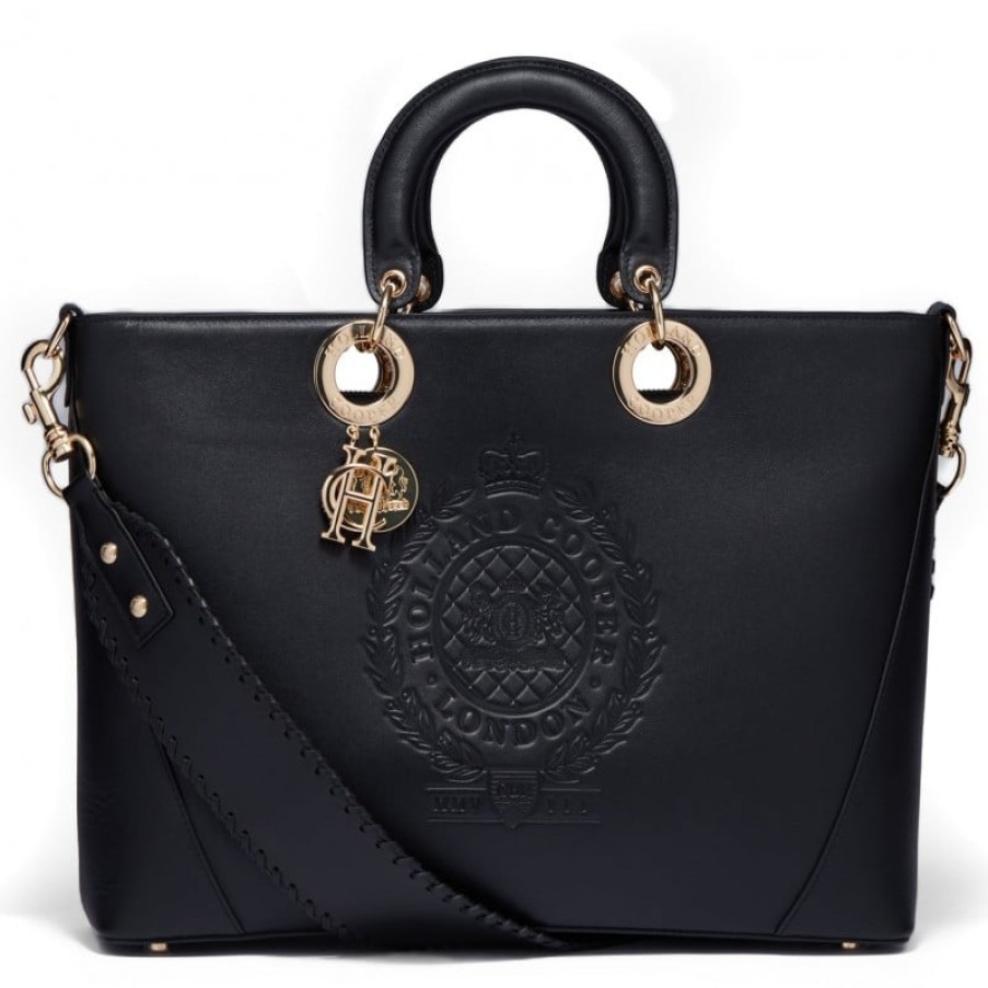 Women'S Holland Cooper | Regency Leather Tote Bag - Black Leather